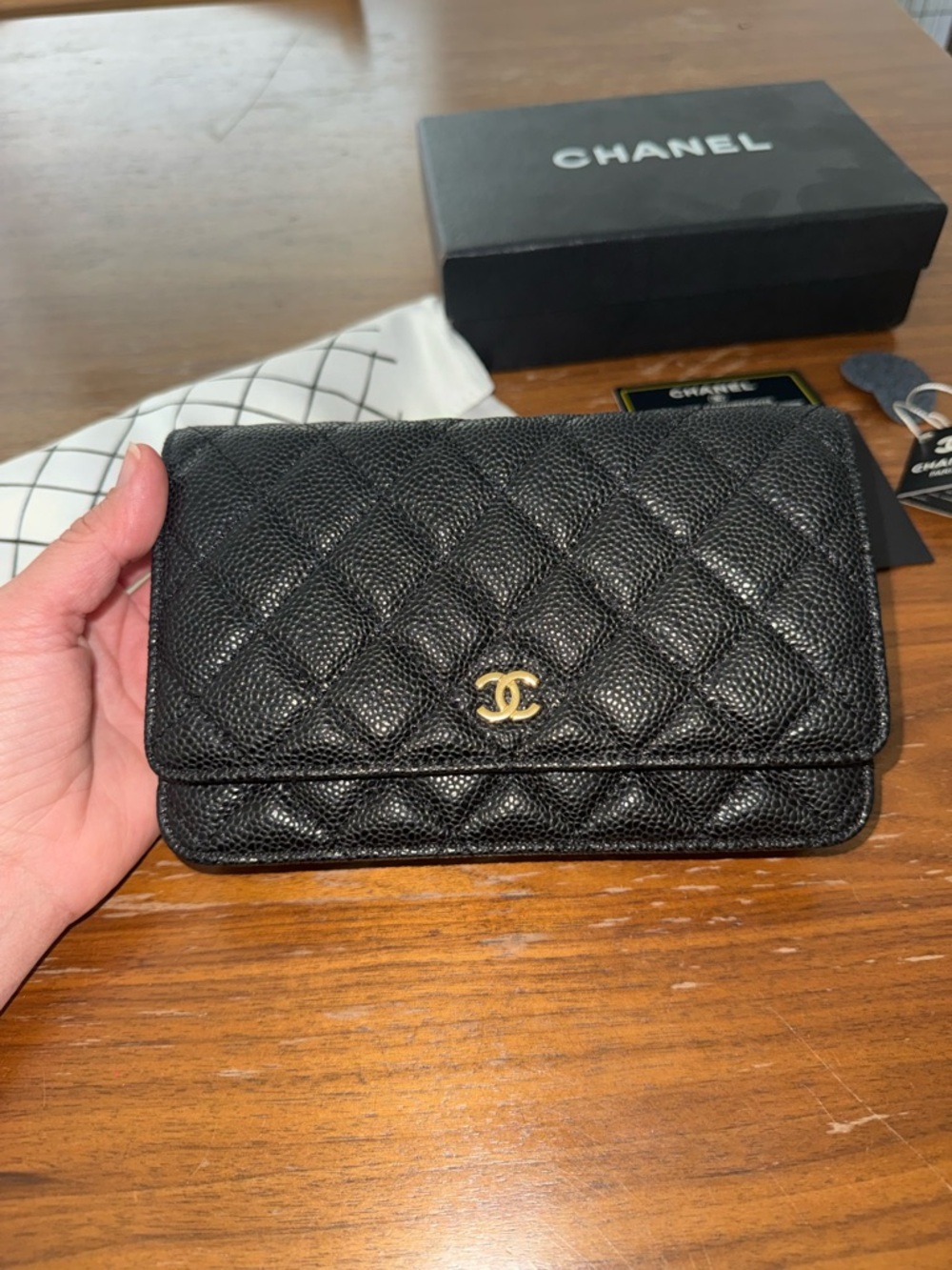 Designer Inspired Quilted Leather WOC - Gold Hardware
